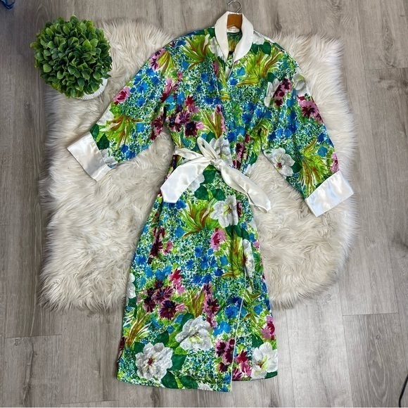 Vintage Victoria’s Secret Gold Label Floral Psychedelic‎ Duster Robe - Picture 1 of 14